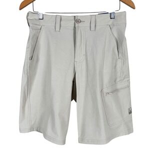NEW Huk Next Level 10.5 Shorts Fishing H2000171 Mens Small Khaki Stretch $65
